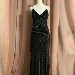 Y2K inspired Jeweled Bedazzled Rhinestone  Low Back Maxi Dress Sz 11 Prom Dress